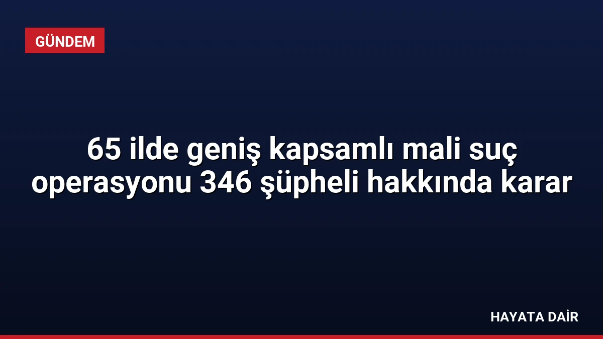 65 ilde geniş kapsamlı mali suç operasyonu 346 şüpheli hakkında karar