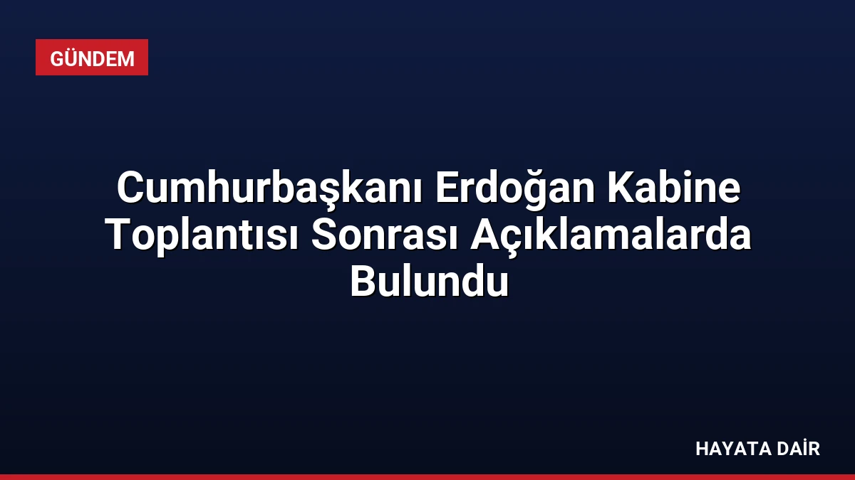 Cumhurbaşkanı Erdoğan Kabine Toplantısı Sonrası Açıklamalarda Bulundu