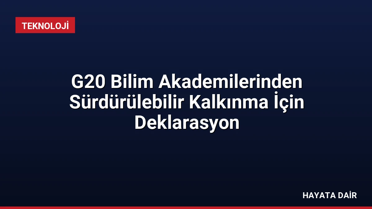 G20 Bilim Akademilerinden Sürdürülebilir Kalkınma İçin Deklarasyon