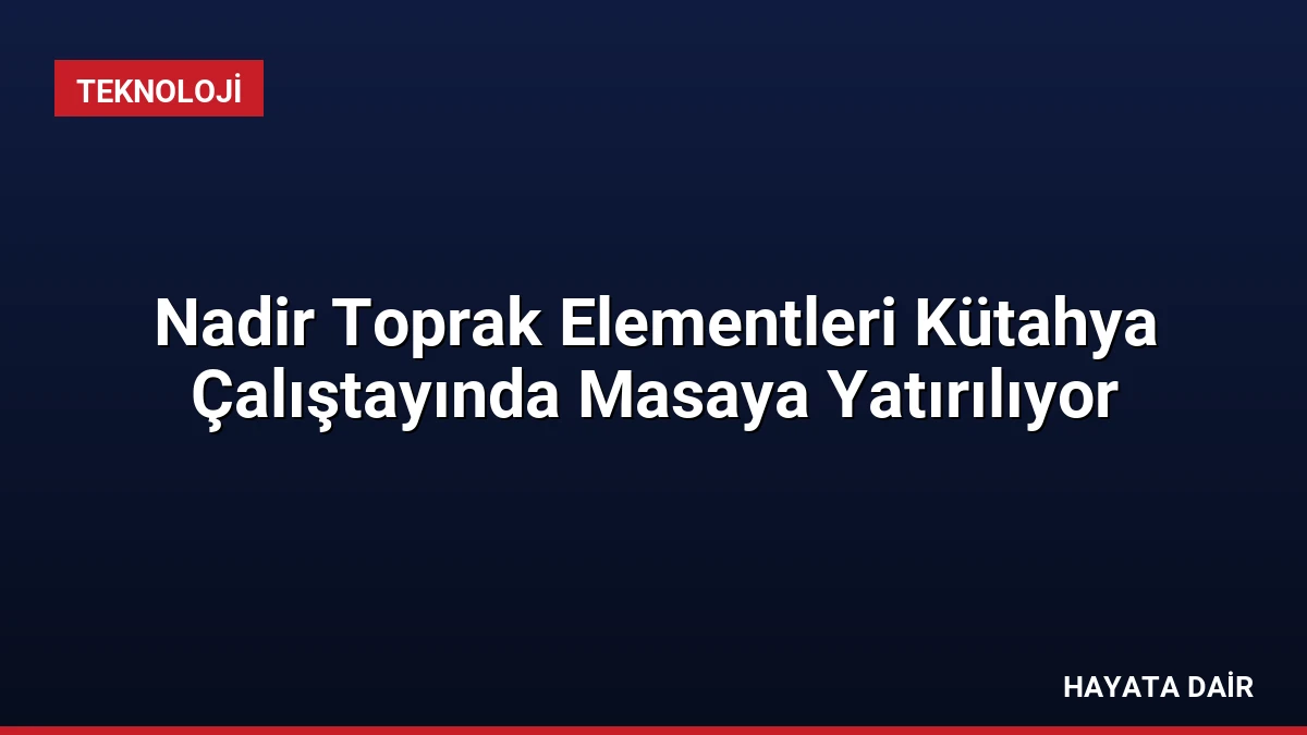 Nadir Toprak Elementleri Kütahya Çalıştayında Masaya Yatırılıyor