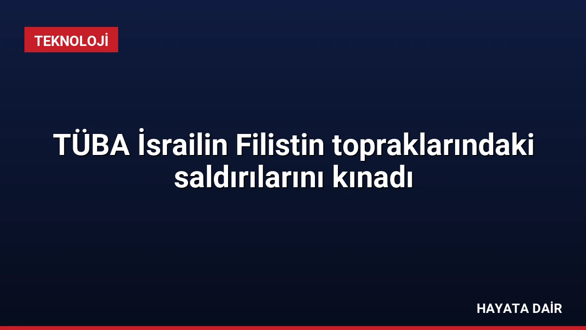 TÜBA İsrailin Filistin topraklarındaki saldırılarını kınadı